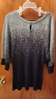 Notations Women's L Black Sweater Top w/ Silver Sparkle Sexy Glam Rockabilly 