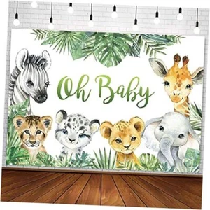 Safari Baby Shower Backdrop Jungle Animals Wild One Birthday Photography 7x5ft - Picture 1 of 8
