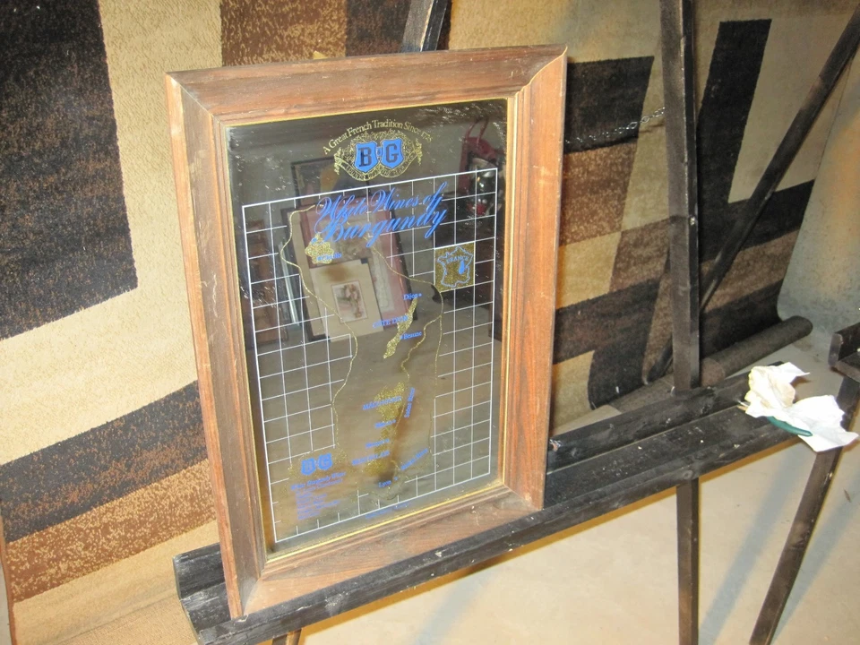 B & G BARTON & GUESTIER "white Wines of Burgundy" WOOD FRAMED MIRROR SIGN 16x22" - Image 1 of 1