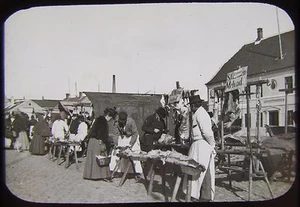 Glas Zauberlaternenschieber OPEN MARKET AALBORG ? C1890 FOTO DÄNEMARK - Bild 1 von 2