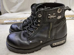 Xelement Boots Women 8 Black Righteous Leather Zippered LaceUp Motorcycle Ladies - Picture 1 of 14