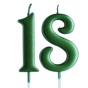 Green 18th Birthday Candle Number 18 Years Old Candles Cake Topper Boy Or Gir... - Picture 1 of 1