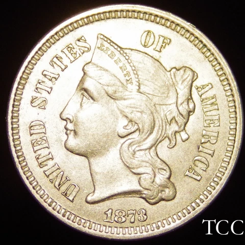 1873 THREE CENT NICKEL ~  CLOSED 3 ~ GORGEOUS 3c COIN ~ FREE SHIPPING ~ TCC Cover