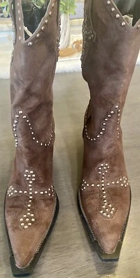 Damas Botas Vaqueras Roper Marrón Imitación Gamuza Talla 8.5 Foto 1 de 4