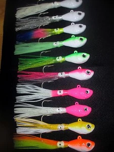 2 Unzen bis 8 Unzen Mann Höhle Salzwasser Bucktail Jigs Köder 10 Farben 5er-Pack - Bild 1 von 15