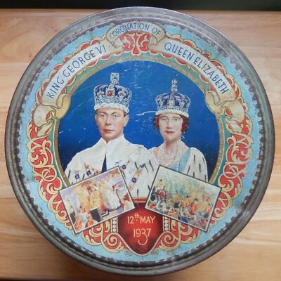 Lata Conmemorativa Coronación Vintage Rey Jorge VI y Reina Isabel 1937 Foto 1 de 4