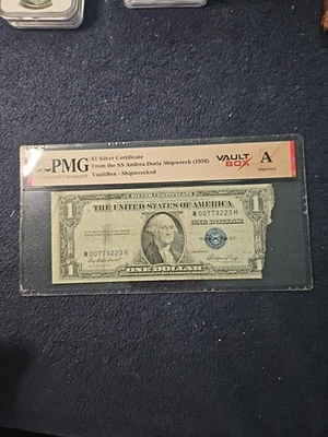 1935 E $1 Certificado de Prata SS Andrea Doria Naufrágio 1956 PMG 'A' VaultBox Vermelho - Imagem 1 de 4