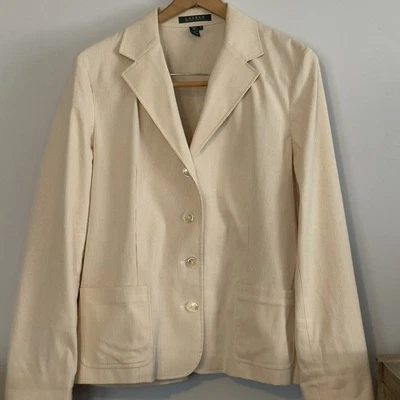 Blazer Lauren Ralph Lauren Amarillo Y Blanco A Rayas, Talla XL Foto 1 de 4