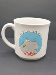 Vintage 80er Sandra Boynton Best Things in Life Are Free Nilpferd Becher Kaffeetasse - Bild 1 von 4