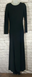 Lulus Black Long Sleeve Mermaid Maxi Dress Large Train Deep V Back Sexy Elegant - Picture 1 of 10