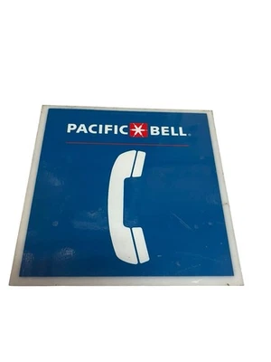 Vintage Pacific Bell Phone Sign Double Sided Plastic Telephone Panel Rare 7”X 7” - Image 1 of 4