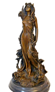 Jugendstil Bronze Skulptur mit Künstlersignatur Bronze Figur auf Marmorsockel - Bild 1 von 11