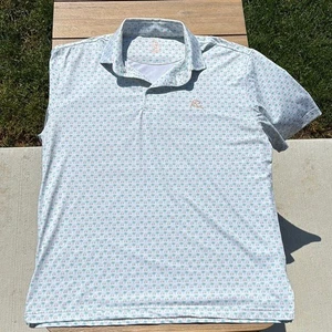 Rhoback Men Performance Polo Koopa Palm Tree Golf Cart all over print Medium EUC - Picture 1 of 13