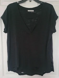 Neu ohne Etikett Gr. S We the Free by Free People schwarz abgenutzt V-Ausschnitt T-Shirt/Top - Bild 1 von 7