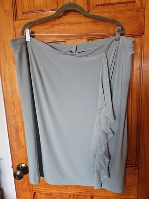 Alex Evenings Blue Metallic Stretchable Midi Skirt Formal Cocktail Size 24W NWOT - Image 1 of 4