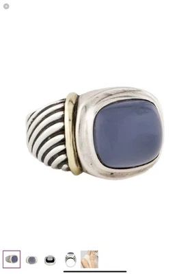 Autêntico anel David Yurman prata esterlina 14k calcedônia Noblesse - Tamanho 7 - Imagem 1 de 4