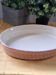 Roseville Red Spongeware Henn OH Oval Casserole/Baking Dish 11.5" - Picture 1 of 7