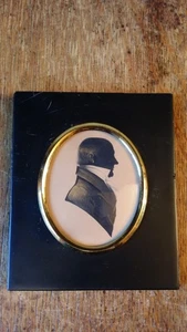 ANTIGUA REGENCIA/SILUETA GEORGIANA RETRATO MINIATURA CABALLERO LLAMADO 1820 - Imagen 1 de 7