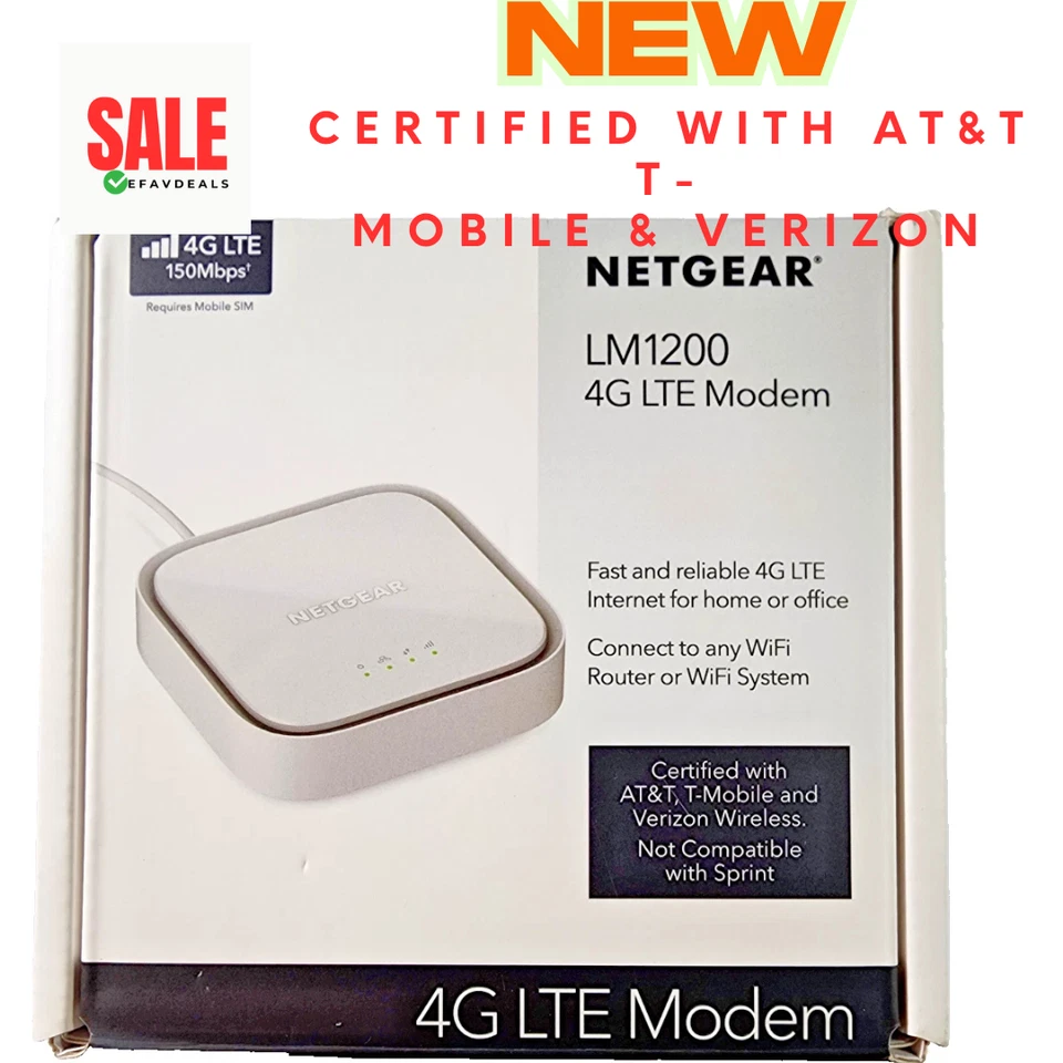 NEW NETGEAR 4G LTE Broadband Modem LM1200 Certified with AT&T T-Mobile & Verizon - Image 1 of 4