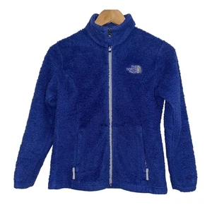 The North Face Girl's Full Zip Collared Blue Sherpa Jacket Medium - Picture 1 of 9