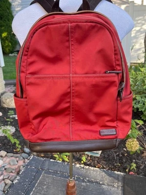 Coach Persimmon Red Nylon With Genuine Leather Trim Backpack - Image 1 of 4
