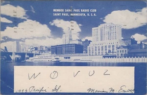 vintage amateur ham radio QSL postcard W0VUZ Marion 1951 Saint Paul Minnesota - Bild 1 von 1