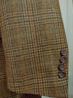 Joseph & Lyman Sport Coat Mens 46L Tan Blue Plaid Brown Wool Tweed Blazer Jacket - Image 1 of 4