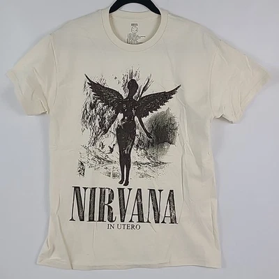 NUEVA Camiseta Nirvana In Utero Envejecida Blanca Manga Corta Camiseta Adulto Talla M Foto 1 de 4