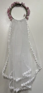 Vintage Veil children's Holy communion Veil floral Head Band Beautiful White - Picture 1 of 3