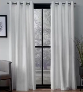 Exclusive Home London Winter White Woven 54 W x 96 L Blackout Curtain Set of 2 - Picture 1 of 4