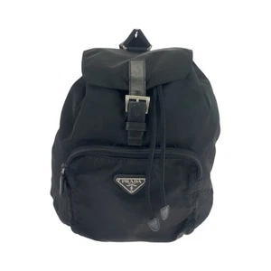 PRADA Tessuto Triangle with logo Backpack Backpack Black Black Nylon - Picture 1 of 10
