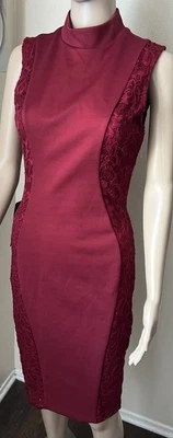 NWT bebe Y2K Vintage Mock Neck Lace Sleeveless Bodycon Club Party Mini Dress M - Image 1 of 4