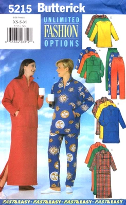 Misses 2-Hour Loungewear or Sleepwear, Butterick Pattern 5215 Sizes XS S M - Image 1 of 2