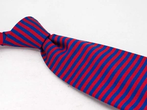 NWOT Brooks Brothers Makers Silk Tie Red Blue Stripes Vintage Mens Designer Tie - Picture 1 of 5