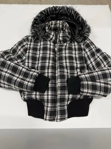 Vintage Y2K US Polo Assn. Puffer Jacket White Size Larger Faux Fur Hood Cute - Picture 1 of 6