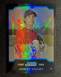 Homer Bailey 2004 Bowman Draft 1st Chrome Refractor Auto #BDP170 REDS - Picture 1 of 2