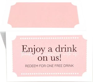 100 Drink tickets for wedding Enjoy a drink on us Card Cheers drink Cards Dri... - Picture 1 of 9