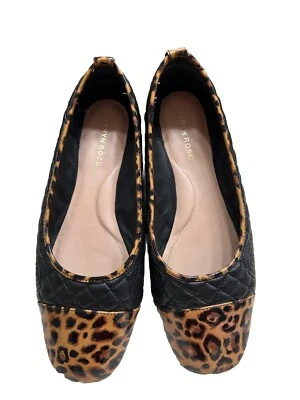 Taryn Rose Womens Quilted Leather Ballet Shoe Reese Nappa Leopard Black Sz 8.5C - Image 1 of 4
