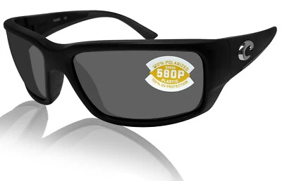 Lente polarizada de plástico Costa Del Mar Fantail marco negro mate gris 580P Foto 1 de 4