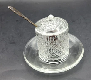 Cuchara tapa tarro condimento mermelada vidrio corte punta diamante vintage 4,5x4" - Imagen 1 de 12