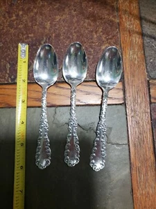 🔎LOT OF 3 ANTIQUE c1890! WAVERLY STERLING🥈🤑 TEA 🍵 SPOONS/ TEASPOONS MONO D - Picture 1 of 6