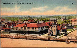 Vintage 1940er Saint Agnes am Meer Rehoboth Beach Delaware DE Leinen Postkarte - Bild 1 von 2