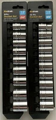 Pro-Grade 1/2-Inch Dr. SAE / Metric Socket,Cr-V, 19-Sockets 12 Point with holder - Image 1 of 3