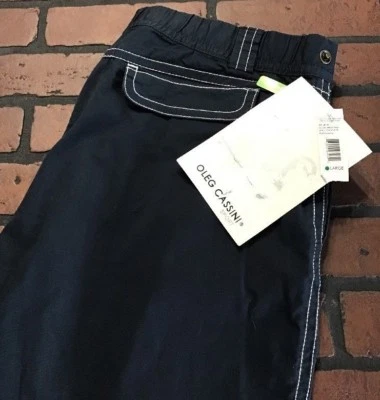 Pantalones capri para mujer Oleg Cassini azul marino talla grande Foto 1 de 4