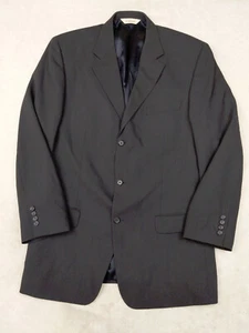 Vtg Canada Pronto Uomo Men 43T Black 100% worsted Wool Blazer Jacket - Picture 1 of 16