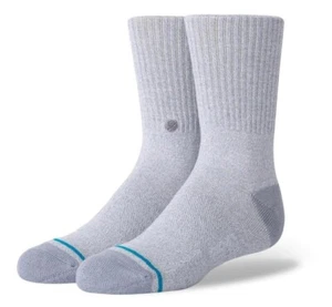 Stance Kids Icon St Crew Socks Heather Grey Color Kids Size Small Y 7-10 NWT - Picture 1 of 6