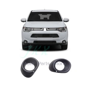 LH+RH Fog Light Lamp Bumper Black Bezel Frame For Mitsubishi Outlander 2013-2015 - Picture 1 of 6