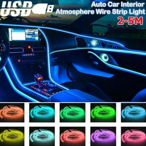1M-5M Car Interior Atmosphere Wire Auto Strip Light LED Decor Lamp Accessories - Picture 1 of 42