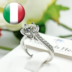 Anello solitario Diamante in Moissanite certificato 2ct D VVS1 ring diamond - Imagen 1 de 10