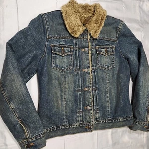 Vintage Gap Trucker Jacket Women M Denim Sherpa Lined Y2K Cowgirl Western Gorp - Picture 1 of 8